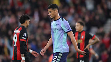 William Saliba was sent off during Arsenal's 2-0 defeat at Bournemouth on Saturday