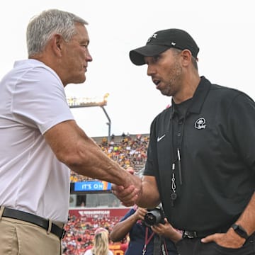 Iowa Hawkeyes head coach Kirk Ferentz and Iowa State Cyclones head coach Matt Campbell 