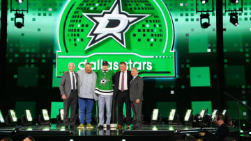 Jun 28, 2024; Las Vegas, Nevada, USA; Emil Hemming is selected by the Dallas Stars with the 29th overall pick in the first round of the 2024 NHL Draft at The Sphere. Mandatory Credit: Stephen R. Sylvanie-USA TODAY Sports