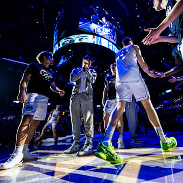 BYU point guard Egor Demin introduced in the Marriott Center