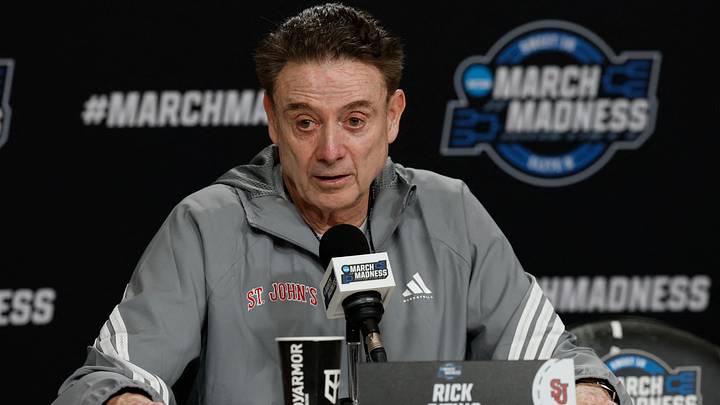 Mar 26, 2026; Washington, DC, USA; St. John's Red Storm head coach Rick Pitino speaks with the media during a press conference ahead of the east regional of the men's 2026 NCAA Tournament at Capital One Arena. Mandatory Credit: Geoff Burke-Imagn Images Mar 26, 2026; Washington, DC, USA; St. John's Red Storm head coach Rick Pitino speaks with the media during a press conference ahead of the east regional of the men's 2026 NCAA Tournament at Capital One Arena. Mandatory Credit: Geoff Burke-Imagn Images