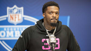 Feb 27, 2025; Indianapolis, IN, USA; Syracuse defensive back Alijah Clark (DB38) during the 2025 NFL Combine at Lucas Oil Stadium. Mandatory Credit: Tanner Pearson-Imagn Images