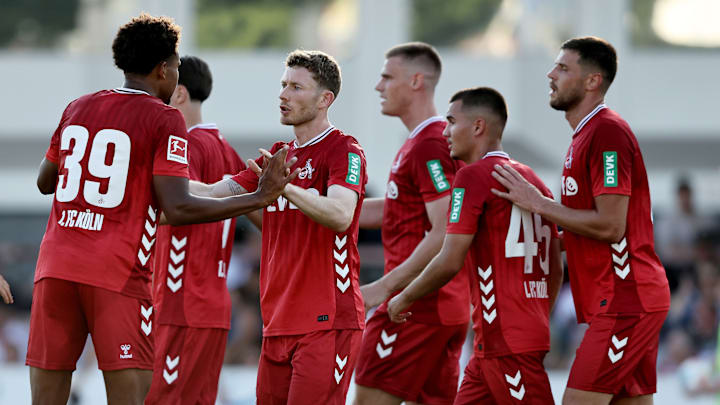 Der 1. FC Köln bejubelt einen Treffer im Testspiel Der 1. FC Köln bejubelt einen Treffer im Testspiel