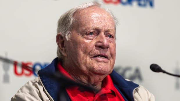 Jack Nicklaus speaks to the media in a press conference during the third round of the 125th U.S. Open on June 13, 2025.