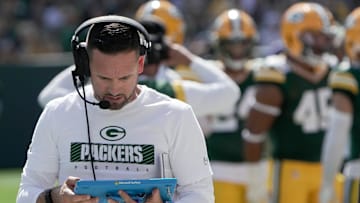 Green Bay Packers head coach Matt LaFleur is shown during the first quarter of their game against the Indianapolis Colts Sunday, September 15, 2024 at Lambeau Field in Green Bay, Wisconsin.