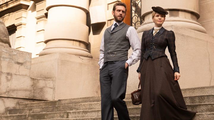 MASTERPIECE
Miss Scarlet, Season 5

Episode Three: “The Thames Reaper”
Sunday, January 26 at 8/7c on PBS

With a notorious serial killer on the loose Eliza is caught in the middle of a clash between Fleet Street and Scotland Yard.

Shown L-R: Alexander Blake (Tom Durant Pritchard), Eliza Scarlet (Kate Phillips) 

Photographer: Sever Zolak 

For editorial use only.

Courtesy of Miss Scarlet Limited and MASTERPIECE.