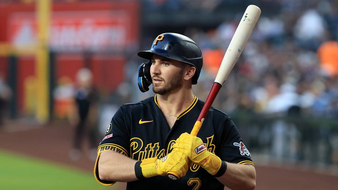 May 6, 2026; Phoenix, Arizona, USA; Pittsburgh Pirates first baseman Spencer Horwitz against the Arizona Diamondbacks at Chase Field. Mandatory Credit: Mark J. Rebilas-Imagn Images