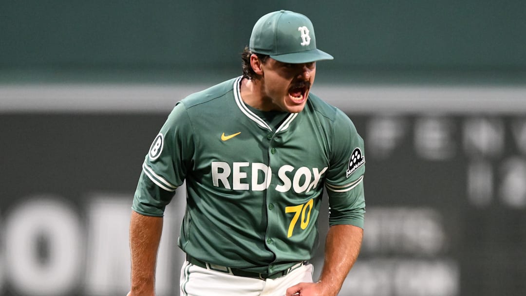Payton Tolle Celebrates an out against the Pittsburgh Pirates