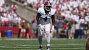 Sep 14, 2024; Madison, Wisconsin, USA;  Alabama Crimson Tide linebacker Qua Russaw (4) during the game against the Wisconsin Badgers at Camp Randall Stadium. Mandatory Credit: Jeff Hanisch-Imagn Images