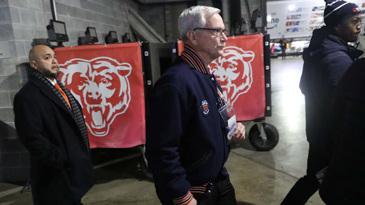 Dec 26, 2024; Chicago, Illinois, USA; Chicago Bears chairman George McCaskey walks into Soldier Field prior to a game between the Chicago Bears and Seattle Seahawks. Mandatory Credit: Talia Sprague-Imagn Images Dec 26, 2024; Chicago, Illinois, USA; Chicago Bears chairman George McCaskey walks into Soldier Field prior to a game between the Chicago Bears and Seattle Seahawks. Mandatory Credit: Talia Sprague-Imagn Images
