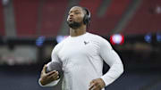 Sep 15, 2024; Houston, Texas, USA; Houston Texans running back Joe Mixon (28) warms up before the game against the Chicago Bears at NRG Stadium. Mandatory Credit: Troy Taormina-Imagn Images