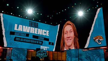 Apr 29, 2021; Cleveland, Ohio, USA; NFL commissioner Roger Goodell announces Trevor Lawrence (Clemson) being selected by the Jacksonville Jaguars as the number one overall pick in the first round of the 2021 NFL Draft at First Energy Stadium. 