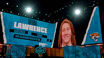 Apr 29, 2021; Cleveland, Ohio, USA; NFL commissioner Roger Goodell announces Trevor Lawrence
