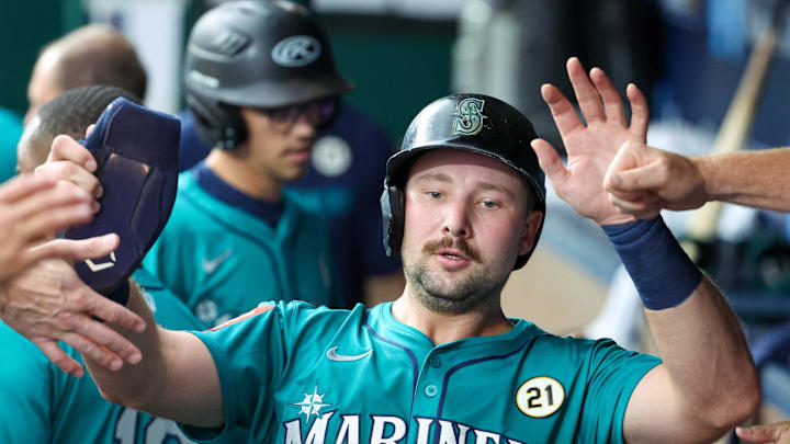 Mariners catcher Cal Raleigh hit two home runs on Tuesday night and made MLB history.