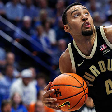 Purdue Boilermakers forward Trey Kaufman-Renn (4) drives to the basket 
