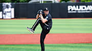 Louisville baseball right-handed pitcher Patrick Forbes vs. Miami in the 2025 Louisville Super Regional