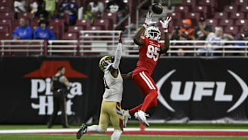 DC Defenders wide receiver Seth Williams makes a catch against Michigan Panthers cornerback D.J. Miller Jr. during the 2025 UFL Championship