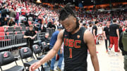 Feb 29, 2024; Pullman, Washington, USA; USC Trojans guard Isaiah Collier (1) walks off the court after a game against the Washington State Cougars at Friel Court at Beasley Coliseum. Washington State Cougars won 75-72. Mandatory Credit: James Snook-USA TODAY Sports