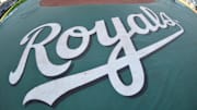 Jun 20, 2017; Kansas City, MO, USA; A general view of the home plate tarp logo during the Boston Red Sox batting practice before the game against the Kansas City Royals at Kauffman Stadium. Mandatory Credit: Denny Medley-Imagn Images