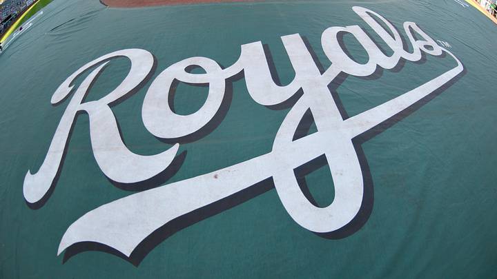 Jun 20, 2017; Kansas City, MO, USA; A general view of the home plate tarp logo during the Boston Red Sox batting practice before the game against the Kansas City Royals at Kauffman Stadium. Mandatory Credit: Denny Medley-Imagn Images