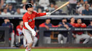 Aug 22, 2025; Bronx, New York, USA; Boston Red Sox third baseman Alex Bregman (2) hits a fly ball against the New York Yankees during the seventh inning at Yankee Stadium. Mandatory Credit: Gregory Fisher-Imagn Images
