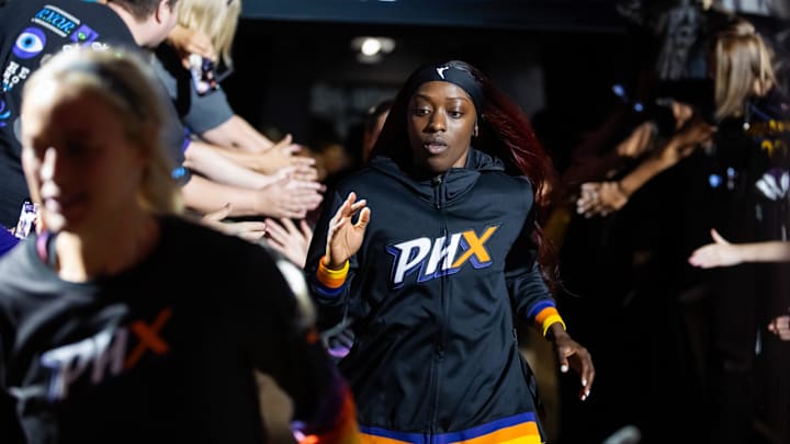Jun 30, 2024; Phoenix, Arizona, USA; Phoenix Mercury guard Kahleah Copper (2) against the Indiana Fever at Footprint Center. Mandatory Credit: Mark J. Rebilas-Imagn Images