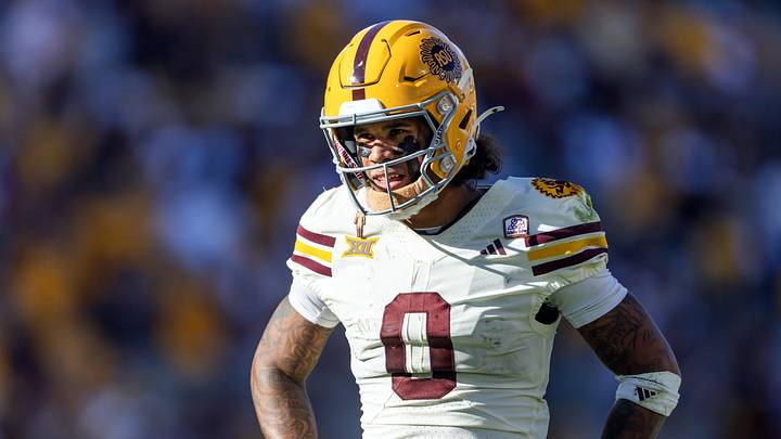 Oct. 18, 2025; Tempe, Arizona, USA; Arizona State Sun Devils wide receiver Jordyn Tyson (0) against the Texas Tech Red Raiders at Mountain America Stadium. Mandatory Credit: Mark J. Rebilas-Imagn Images