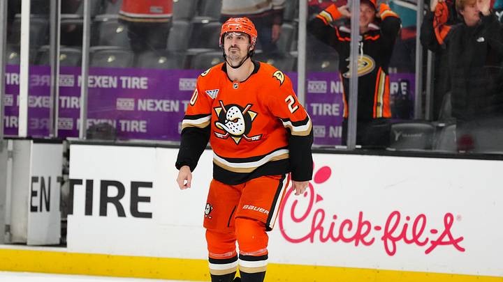 Apr 30, 2026; Anaheim, California, USA; Anaheim Ducks left wing Chris Kreider (20) reacts at the end of game six of the first round of the 2026 Stanley Cup Playoffs against the Edmonton Oilers at Honda Center. Mandatory Credit: Kirby Lee-Imagn Images Apr 30, 2026; Anaheim, California, USA; Anaheim Ducks left wing Chris Kreider (20) reacts at the end of game six of the first round of the 2026 Stanley Cup Playoffs against the Edmonton Oilers at Honda Center. Mandatory Credit: Kirby Lee-Imagn Images