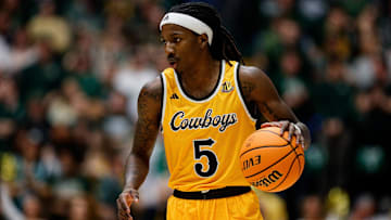 Wyoming Cowboys guard Obi Agbim.