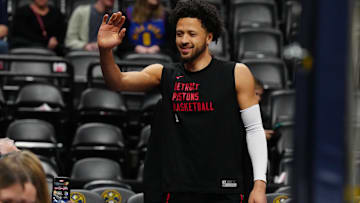 Jan 7, 2024; Denver, Colorado, USA; Detroit Pistons guard Cade Cunningham (2) 