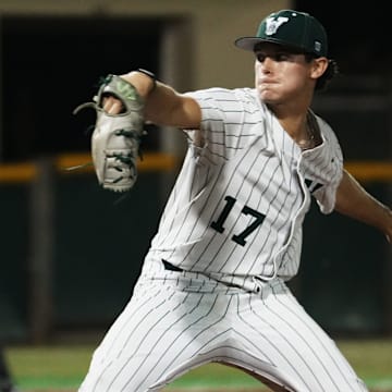 Venice pitcher Carter Cox (#17) fired a one-hitter last week as No. 5 Venice picked up a pair of wins in the Class 7A state playoffs.