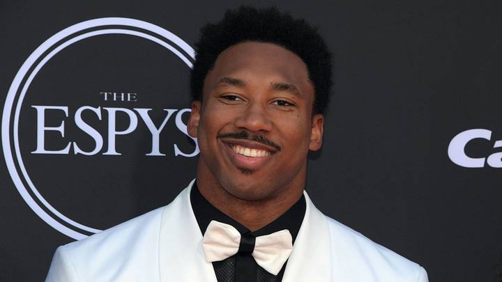 Jul 10, 2019; Los Angeles, CA, USA; Football player Myles Garrett arrives on the red carpet at Microsoft Theatre. Mandatory Credit: Kirby Lee-Imagn Images