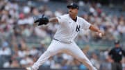 Jul 20, 2024; Bronx, New York, USA; New York Yankees starting pitcher Nestor Cortes (65) pitches against the Tampa Bay Rays during the second inning at Yankee Stadium. Mandatory Credit: Brad Penner-USA TODAY Sports