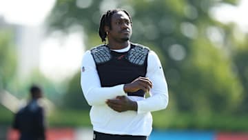 Jul 24, 2025; Philadelphia, PA, USA; Philadelphia Eagles wide receiver A.J. Brown (11) warms up during training camp at NovaCare Complex. Mandatory Credit: Kyle Ross-Imagn Images