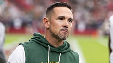 Oct 19, 2025; Glendale, Arizona, USA; Green Bay Packers head coach Matt LaFleur against the Arizona Cardinals at State Farm Stadium. Mandatory Credit: Mark J. Rebilas-Imagn Images