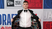 Jun 26, 2024; Brooklyn, NY, USA; Donovan Clingan arrives for the first round of the 2024 NBA Draft at Barclays Center. Mandatory Credit: Brad Penner-USA TODAY Sports