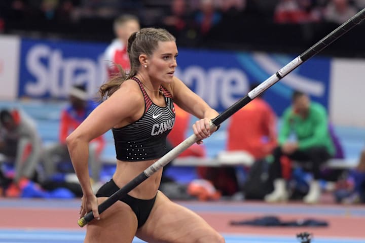 Alysha Newman places sixth in the women's pole vault at 15-5 (4.70m) during the IAAF World Indoor Championships.