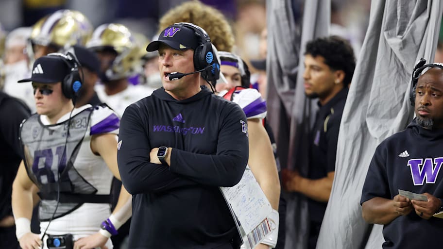 Washington coach Kalen DeBoer looks on against Michigan during the 2024 national championship game.