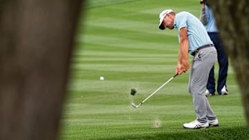 Lucas Glover hits from the ninth fairway during the final round of the Players Championship at TPC Sawgrass in Ponte Vedra Beach, Fl. Sunday March 16, 2025.
