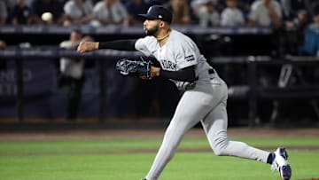 New York Yankees pitcher Devin Williams (38) throws a pitch during the ninth inning against the Tampa Bay Rays at George M. Steinbrenner Field on April 17.
