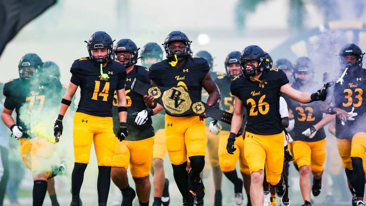 The Bishop Verot Vikings compete against the St. Thomas Aquinas Raiders in a preseason game at Bishop Verot High School in Fort Myers on Thursday, Aug. 15, 2024.