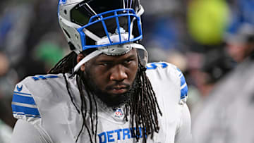 Nov 16, 2025; Philadelphia, Pennsylvania, USA; Detroit Lions defensive tackle Alim McNeill (54) against the Philadelphia Eagles at Lincoln Financial Field. Mandatory Credit: Eric Hartline-Imagn Images