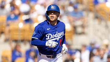 Phoenix, Arizona, USA; Los Angeles Dodgers designated hitter Dalton Rushing against the Chicago Cubs during a spring training game at Camelback Ranch-Glendale.