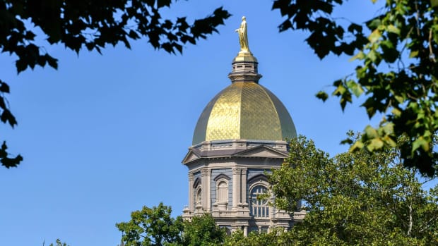 Notre Dame's iconic Golden Dome building on campus