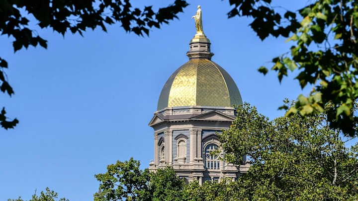 iSep 15, 2018; South Bend, IN, USA; A general view of the Golden Dome on the campus of the University of Notre Dame before the game between the Notre Dame Fighting Irish and the Vanderbilt Commodores at Notre Dame Stadium