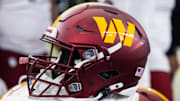 Detailed view of a Washington Commanders helmet at State Farm Stadium.