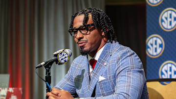 Jul 17, 2025; Atlanta, GA, USA; Texas A&M Aggies linebacker Taurean York answers questions from the media during the SEC Media Days at Omni Atlanta Hotel. Mandatory Credit: Jordan Godfree-Imagn Images