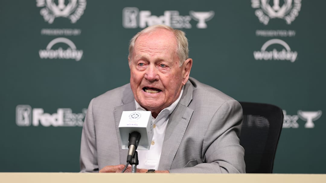 Jack Nicklaus speaks at a press conference ahead of the 2025 Memorial Tournament at Muirfield Village
