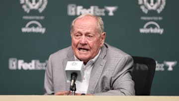 Jack Nicklaus speaks at a press conference ahead of the 2025 Memorial Tournament at Muirfield Village