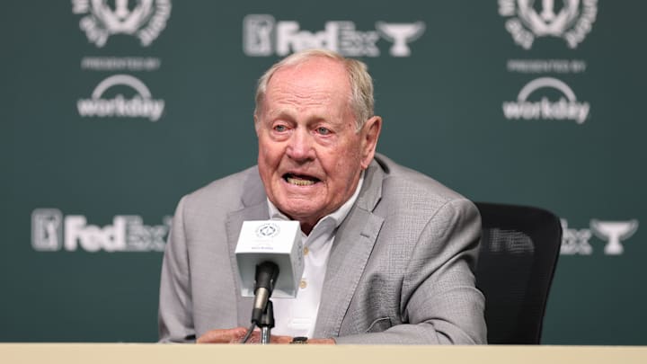 Jack Nicklaus speaks at a press conference ahead of the 2025 Memorial Tournament at Muirfield Village